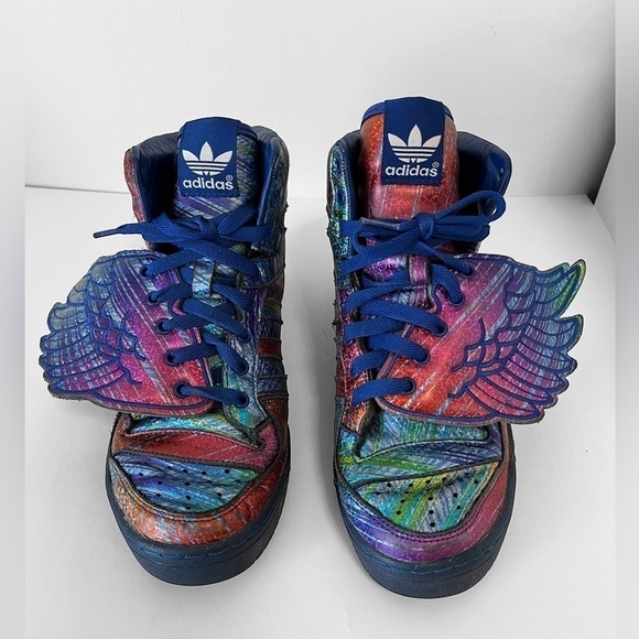 Adidas Jeremy Scott Sneakers Rainbow Hologram Rainbow Wings Sneakers Size US8. - Picture 3 of 9